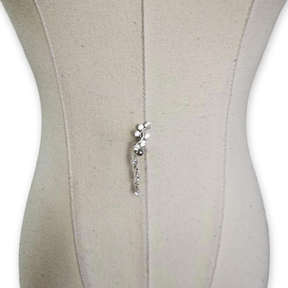 Silver Crystal Dangle Belly Button Ring - image 1